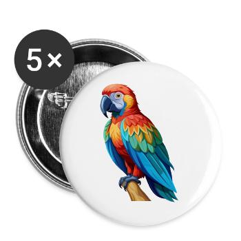 Perroquet - Lot de 5 grands badges (56 mm) - blanc - Devant