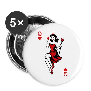 Heart Queen in Red - Buttons large 2.2''/56 mm (5-pack) - white - Front