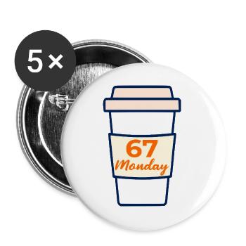 Coffee Monday 67 - Buttons large 2.2''/56 mm (5-pack) - white - Front