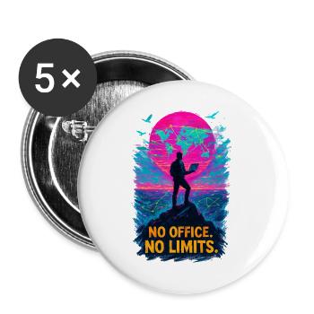 Télétravail Pas de bureau pas de limite - Lot de 5 grands badges (56 mm) - blanc - Devant