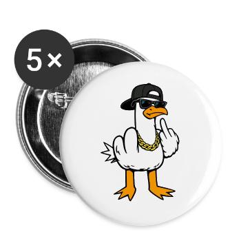 Cool Seagull Funny Naughty With Middle Finger T-Shirt - Buttons large 2.2''/56 mm (5-pack) - white - Front