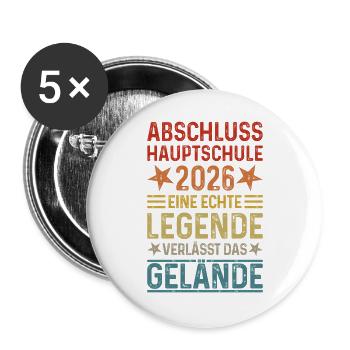 Graduation 2026 Hauptschule Hauptschulabschluss - Buttons large 2.2''/56 mm (5-pack) - white - Front