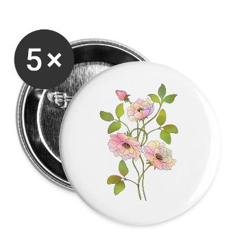 Blumen - Buttons groß 56 mm (5er Pack) - Weiß - Vorne