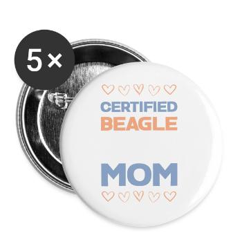 Maman Beagle certifiée - Lot de 5 grands badges (56 mm) - blanc - Devant