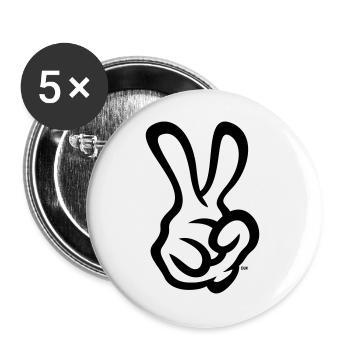 Victory Hand Sign (Right Hand / POS / 2C) - Buttons large 2.2''/56 mm (5-pack) - white - Front
