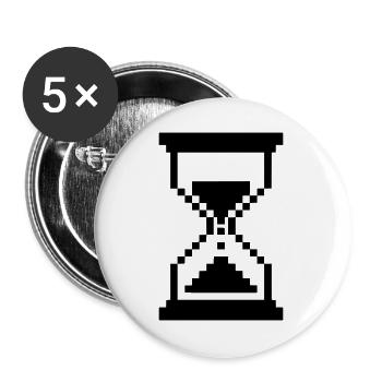 Pixel Sanduhr Ladesymbol - Buttons groß 56 mm (5er Pack) - Weiß - Vorne