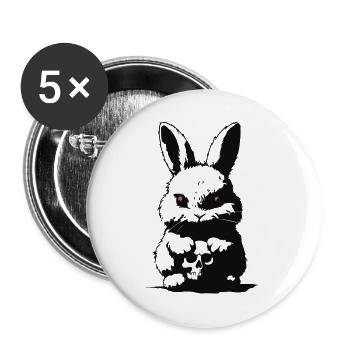 Grumpy bunny - Buttons large 2.2''/56 mm (5-pack) - white - Front