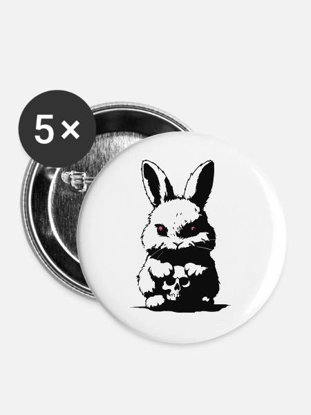 Grumpy bunny - Buttons groß 56 mm (5er Pack) - Weiß