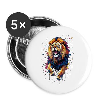 Colorful Lion Eruption - Buttons large 2.2''/56 mm (5-pack) - white - Front