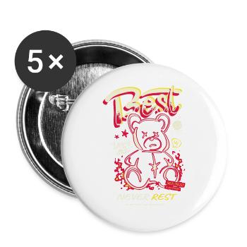 Best Never Rest Neon Teddy - Buttons groß 56 mm (5er Pack) - Weiß - Vorne