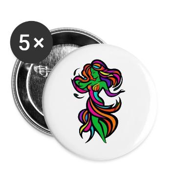 Danseuse Femme Haute Couleur en Flammes - Lot de 5 grands badges (56 mm) - blanc - Devant