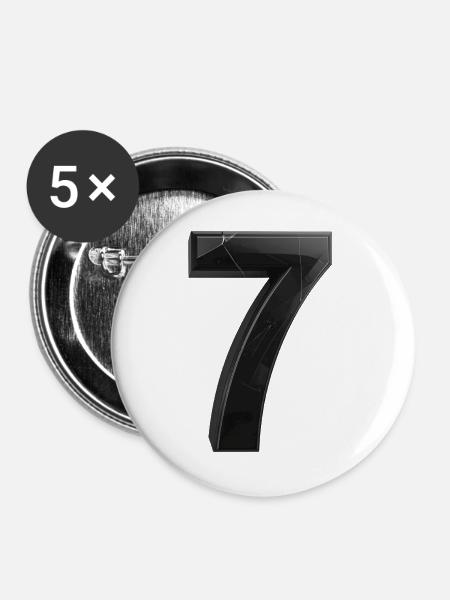 Gebrochene Sieben Grafik - Buttons groß 56 mm (5er Pack) - Weiß