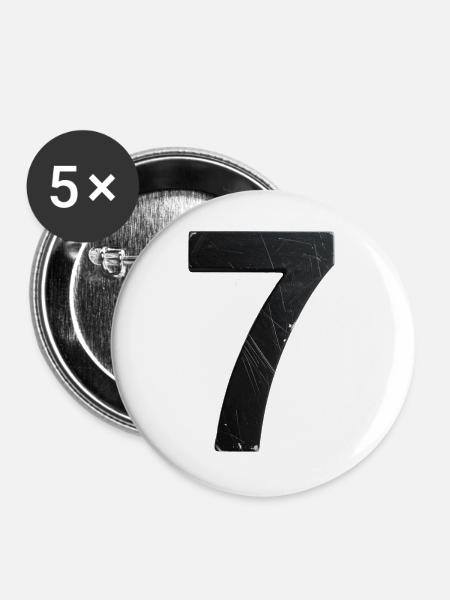 Schrammiges Sieben-Design - Buttons groß 56 mm (5er Pack) - Weiß