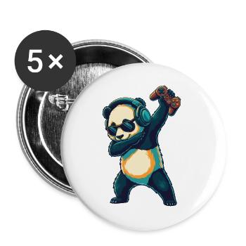 Joueur d’ours panda jouant à des jeux vidéo en art - Lot de 5 grands badges (56 mm) - blanc - Devant