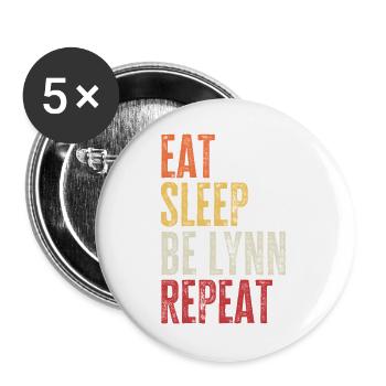 Mange, Dors, Sois Lynn, Répète le nom rétro - Lot de 5 grands badges (56 mm) - blanc - Devant