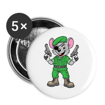 Bewaffneter Maus-Ranger - Buttons groß 56 mm (5er Pack) - Weiß - Vorne