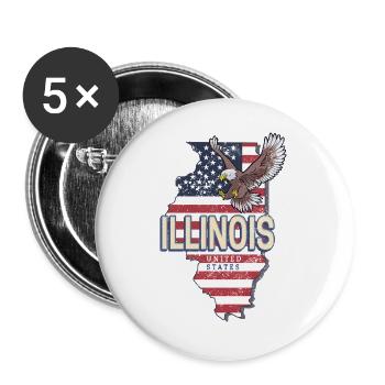 Souvenir vintage Illinois, États-Unis, États-Unis - Lot de 5 grands badges (56 mm) - blanc - Devant
