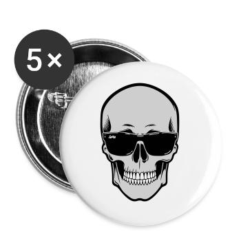 Skull with Sunglasses Graphic - Buttons large 2.2''/56 mm (5-pack) - white - Front