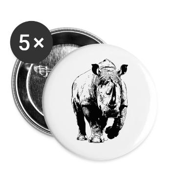 Rhinocéros - Lot de 5 grands badges (56 mm) - blanc - Devant