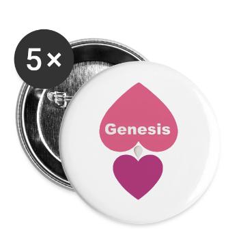 Konzeptionsherz-Design - Buttons groß 56 mm (5er Pack) - Weiß - Vorne