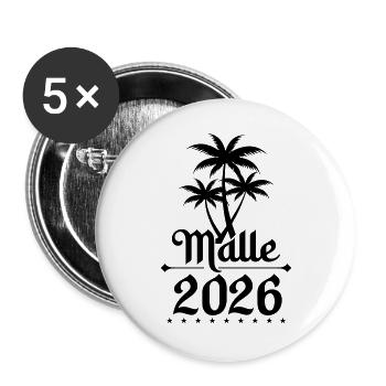 Malle 2026 - Lot de 5 grands badges (56 mm) - blanc - Devant