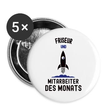 Mitarbeiter des Monats Friseur Bester Frisör Haare - Buttons groß 56 mm (5er Pack) - Weiß - Vorne