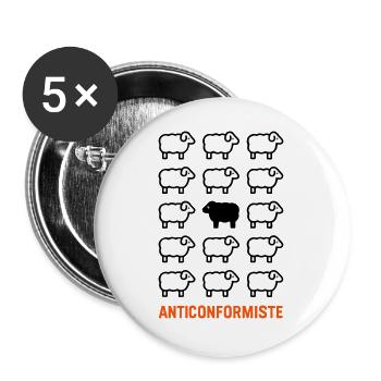 Nonconformist - Black Sheep - Anarchist Punk - Buttons large 2.2''/56 mm (5-pack) - white - Front