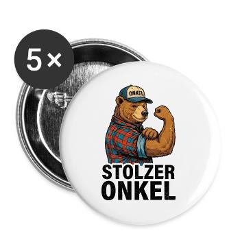 Oncle Ours Musclé en flanelle - Lot de 5 grands badges (56 mm) - blanc - Devant