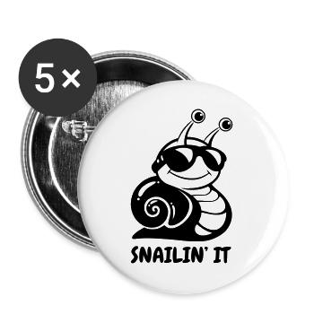Escargot – Escargot Cool - Lot de 5 grands badges (56 mm) - blanc - Devant