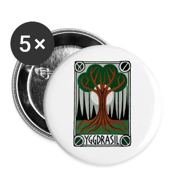 Yggdrasil Rune Tree Emblem - Buttons large 2.2''/56 mm (5-pack) - white - Front
