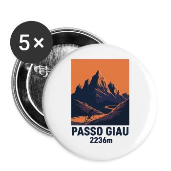 Dolomites du Passo Giau, montagne cyclable Italie - Lot de 5 grands badges (56 mm) - blanc - Devant