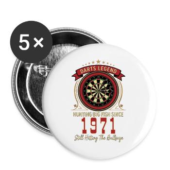 T-shirt Darts anniversaire 1971, T-shirt Darts Legend - Lot de 5 grands badges (56 mm) - blanc - Devant
