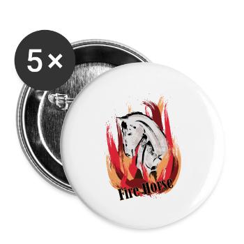 Fire Horse - Illustration with flames - Buttons large 2.2''/56 mm (5-pack) - white - Front