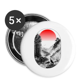 Silent Valley | Orientalische Tiefennaturmalerei - Buttons groß 56 mm (5er Pack) - Weiß - Vorne