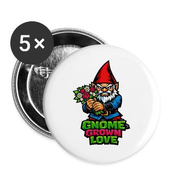 Evil Gnome, Dark Gnome, Goth Gnome, Funny Gnome - Buttons large 2.2''/56 mm (5-pack) - white - Front