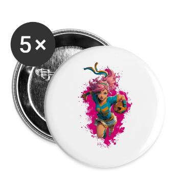Football Girl Anime - Buttons groß 56 mm (5er Pack) - Weiß - Vorne