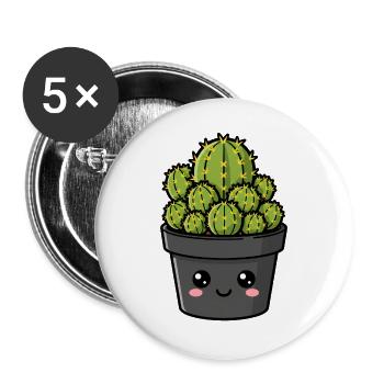 Jardin de pots de cactus de Kawaii - Lot de 5 grands badges (56 mm) - blanc - Devant