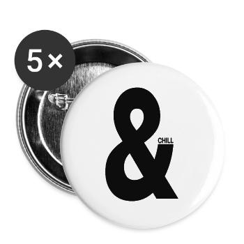 And & Chill Typography Minimal - Buttons large 2.2''/56 mm (5-pack) - white - Front