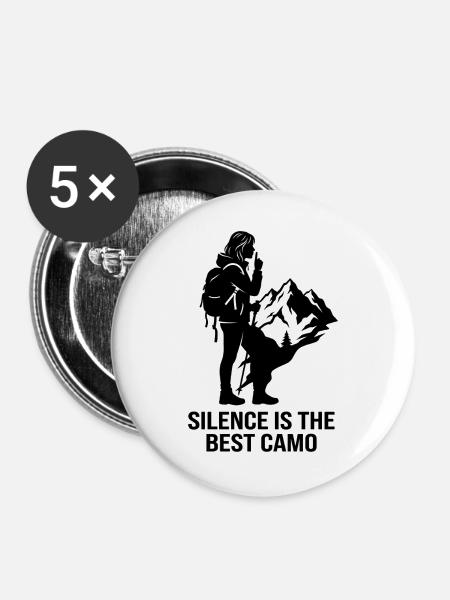 Schweigen ist der beste Tarnbergwanderer - Buttons groß 56 mm (5er Pack) - Weiß