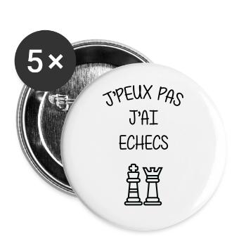 I Can't I Have Chess Humor Club - Buttons large 2.2''/56 mm (5-pack) - white - Front