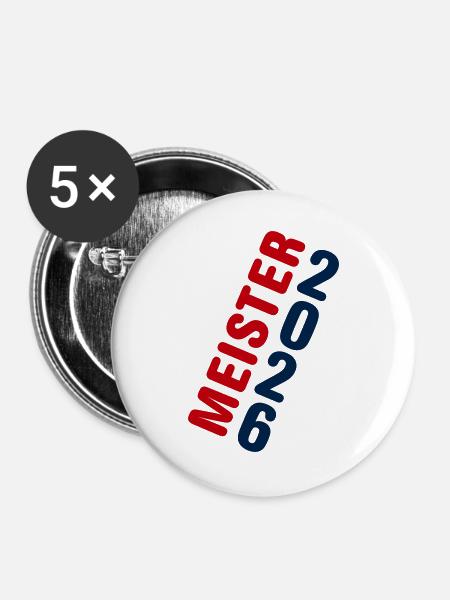 Meister 2026 Meisterschaft - Buttons groß 56 mm (5er Pack) - Weiß