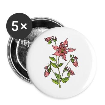 Fleur - Lot de 5 grands badges (56 mm) - blanc - Devant