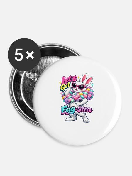 Egg-stra Spezial Ostereier - Buttons groß 56 mm (5er Pack) - Weiß