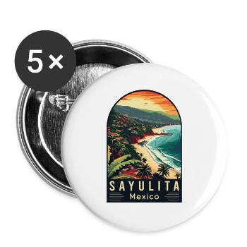Entdecken Sie das tropische Paradies Sayulita Mexiko - Buttons groß 56 mm (5er Pack) - Weiß - Vorne