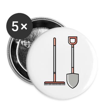 Icône de la pelle - Lot de 5 grands badges (56 mm) - blanc - Devant
