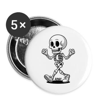 Dancing Skeleton Streetwear - Buttons large 2.2''/56 mm (5-pack) - white - Front