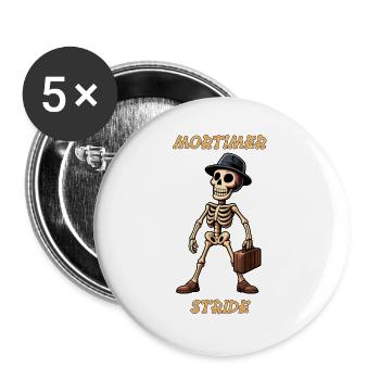 Mortimer Stride Skeleton Internet Animation Star - Buttons large 2.2''/56 mm (5-pack) - white - Front