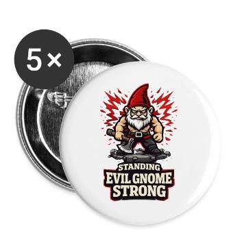 Evil Gnome, Dark Gnome, Goth Gnome, Funny Gnome - Buttons large 2.2''/56 mm (5-pack) - white - Front