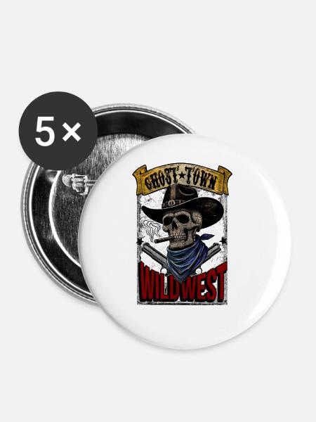 Geisterstadt – Wilder Westen - Buttons groß 56 mm (5er Pack) - Weiß