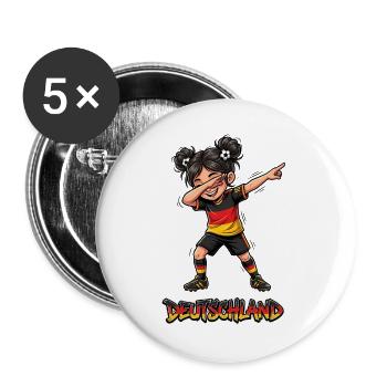 Deutschland Fußballheldin Dab Fußball Spielerin  - Buttons groß 56 mm (5er Pack) - Weiß - Vorne